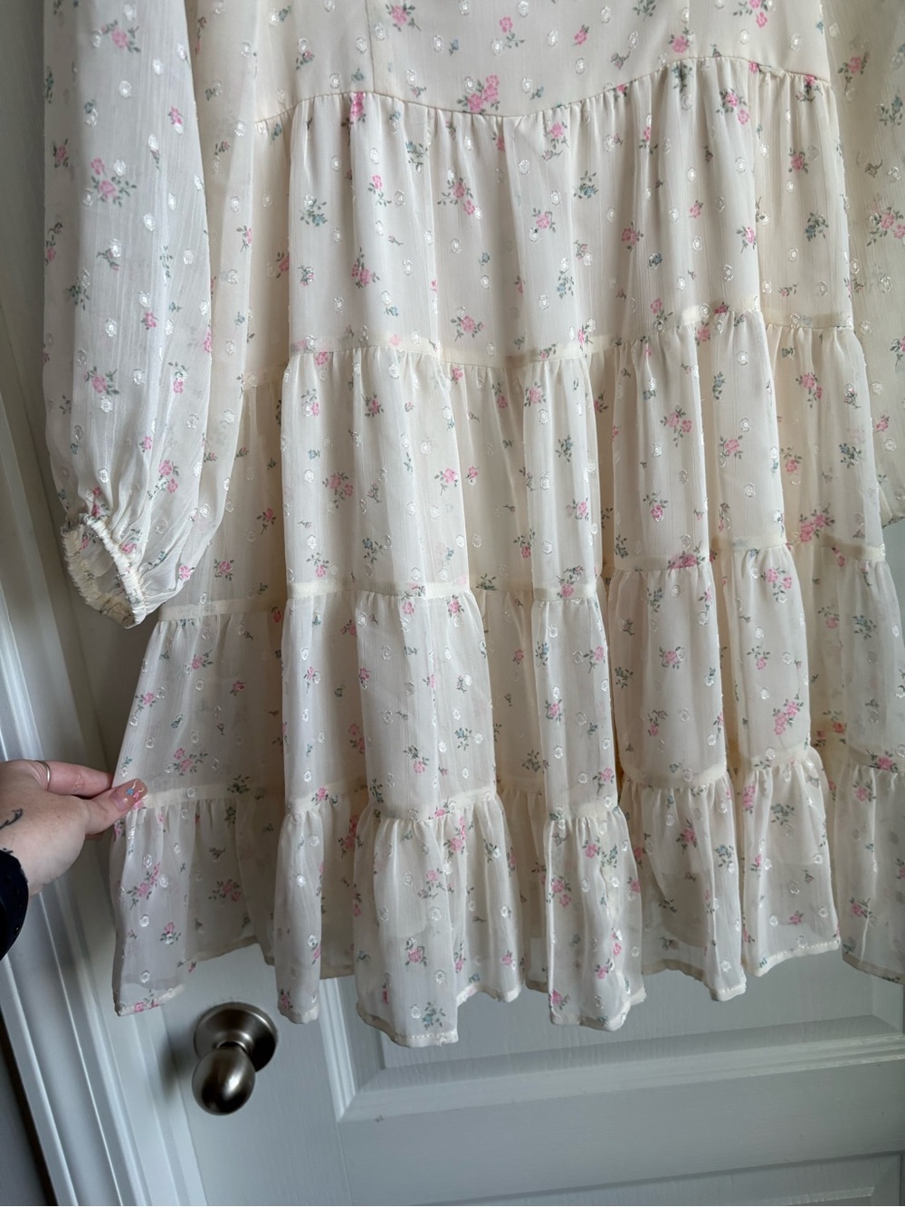 Altar'd State Cream Mini Dress with Pink Floral Print - Picture 4 of 8